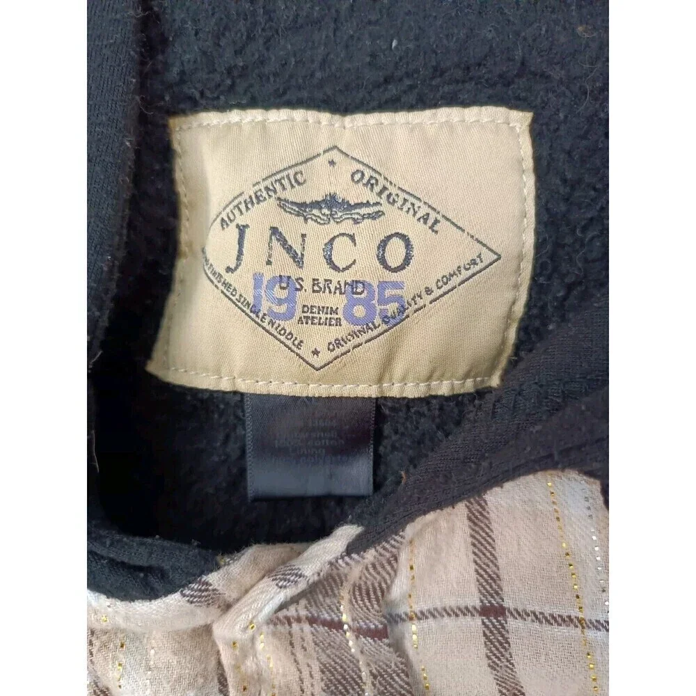 Jnco Hoodie Women's Size XL Plaid Fleece Button Up Long Sleeve - Picture 3 of 6